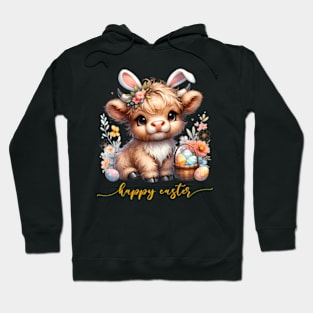 ny Easter Day Highland Cow Rabbit Ears Hoodie